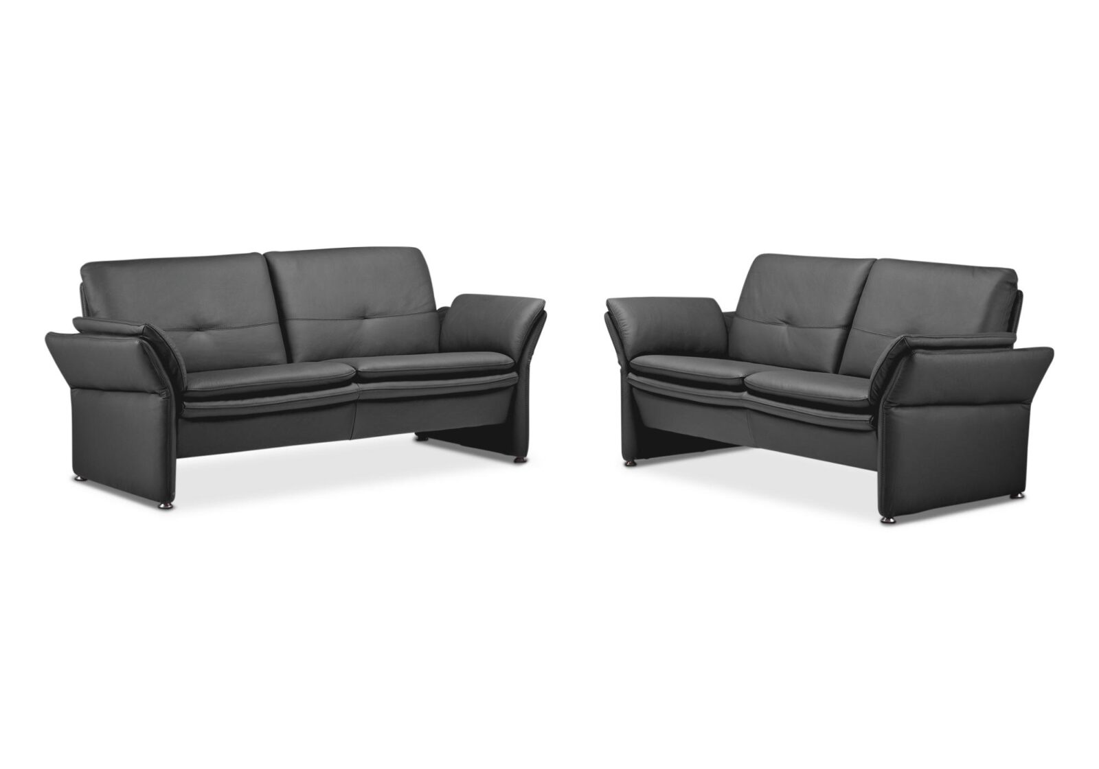 Polstergruppe Florenz  2er und 2.5er Sofa. Bezug : Leder. Farbe: Schwarz. Erhältlich bei Möbel Gallati.