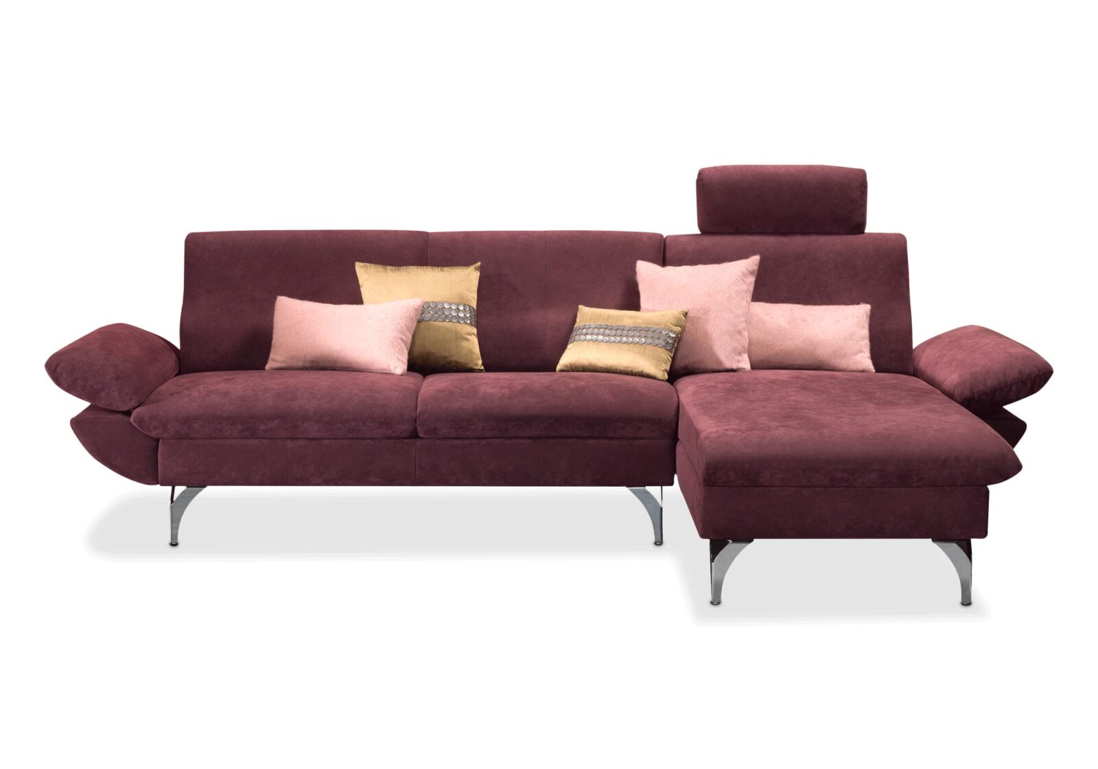 Ecksofa Malans Horst  Schweizer Qualität. Bezug: Stoff. Farbe: Bordeaux. Erhältlich bei Möbel Gallati.