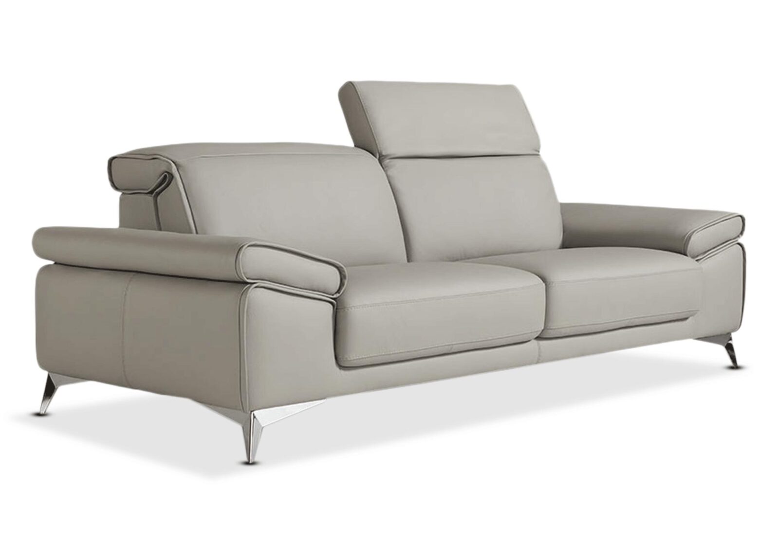 2.5er Sofa Niagara  verstellbare Rückenlehnen. Bezug: Leder. Farbe: Hellgrau. Erhältlich bei Möbel Gallati.