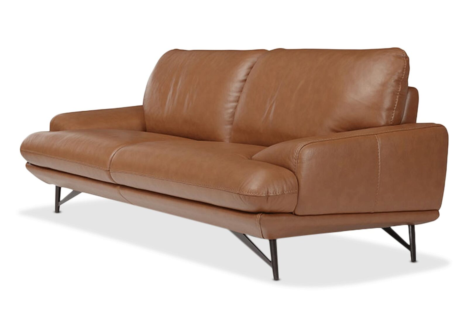 2er Sofa Barny  in Leder oder Stoff. Bezug: Leder. Farbe: Cognac. Erhältlich bei Möbel Gallati.