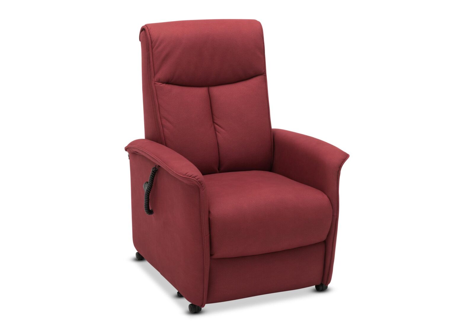 Relaxsessel Madame mit 2-Motoren. Bezug: Stoff. Farbe: Rot. Erhältlich bei Möbel Gallati.