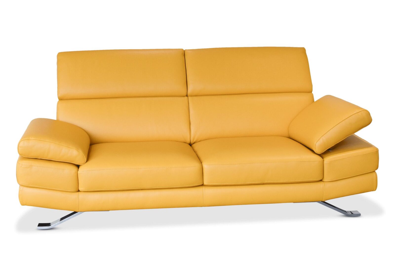 2er Sofa Sam mit verstellbarer Kopfstütze. Bezug: Leder. Farbe: Gelb. Erhältlich bei Möbel Gallati.