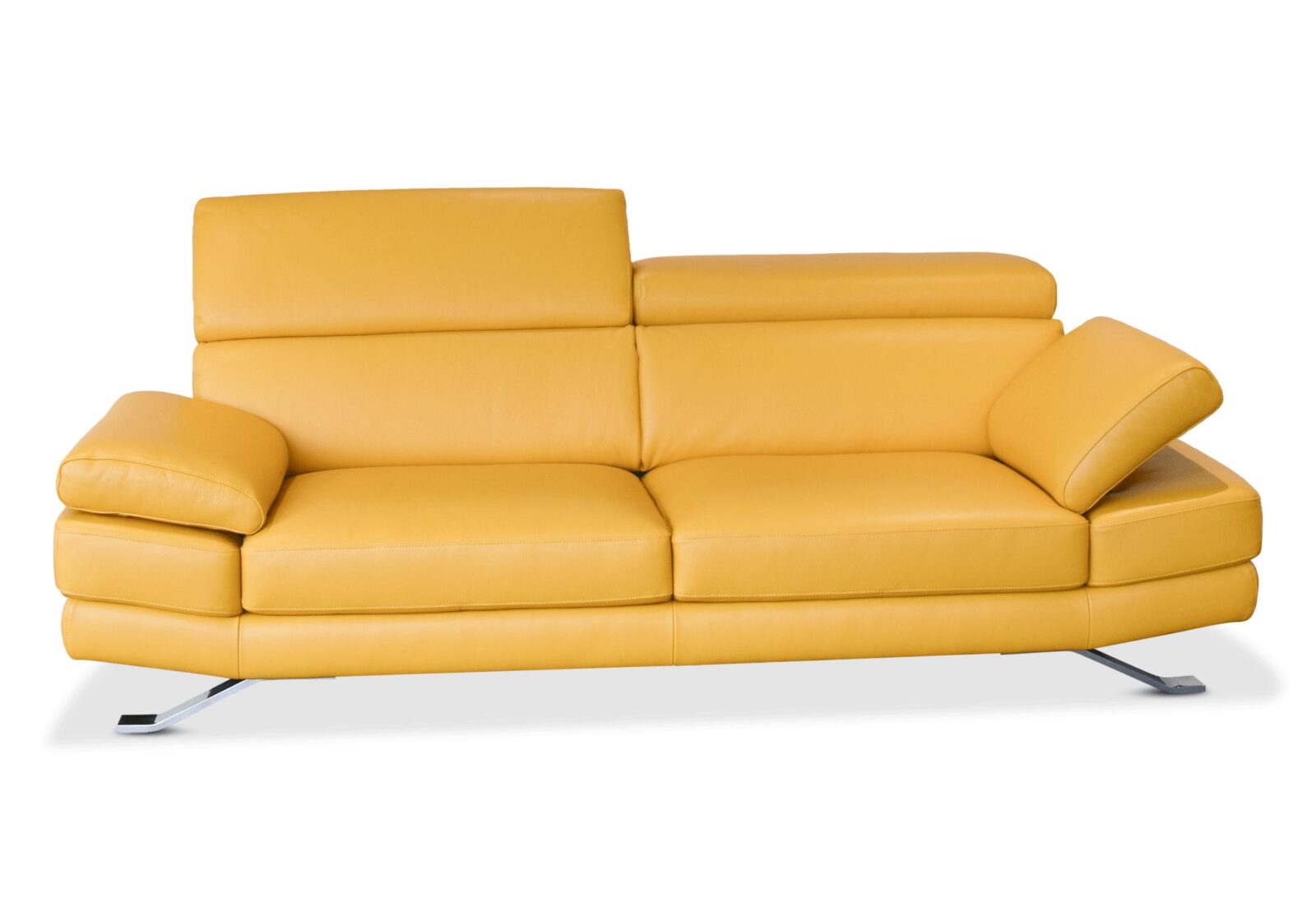3er Sofa Sam mehrfach verstellbar. Bezug: Leder. Farbe: Gelb. Erhältlich bei Möbel Gallati.