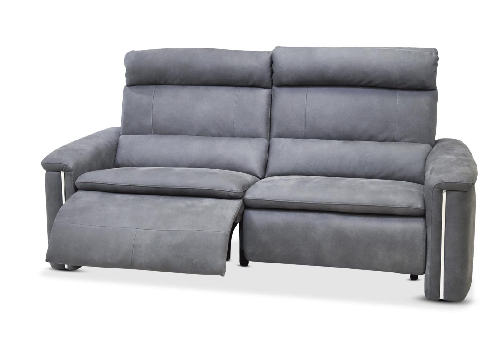 3er Relaxsofa Classic mit Armlehnenabsetzung. Bezug: Leder. Farbe: Grau. Erhältlich bei Möbel Gallati.