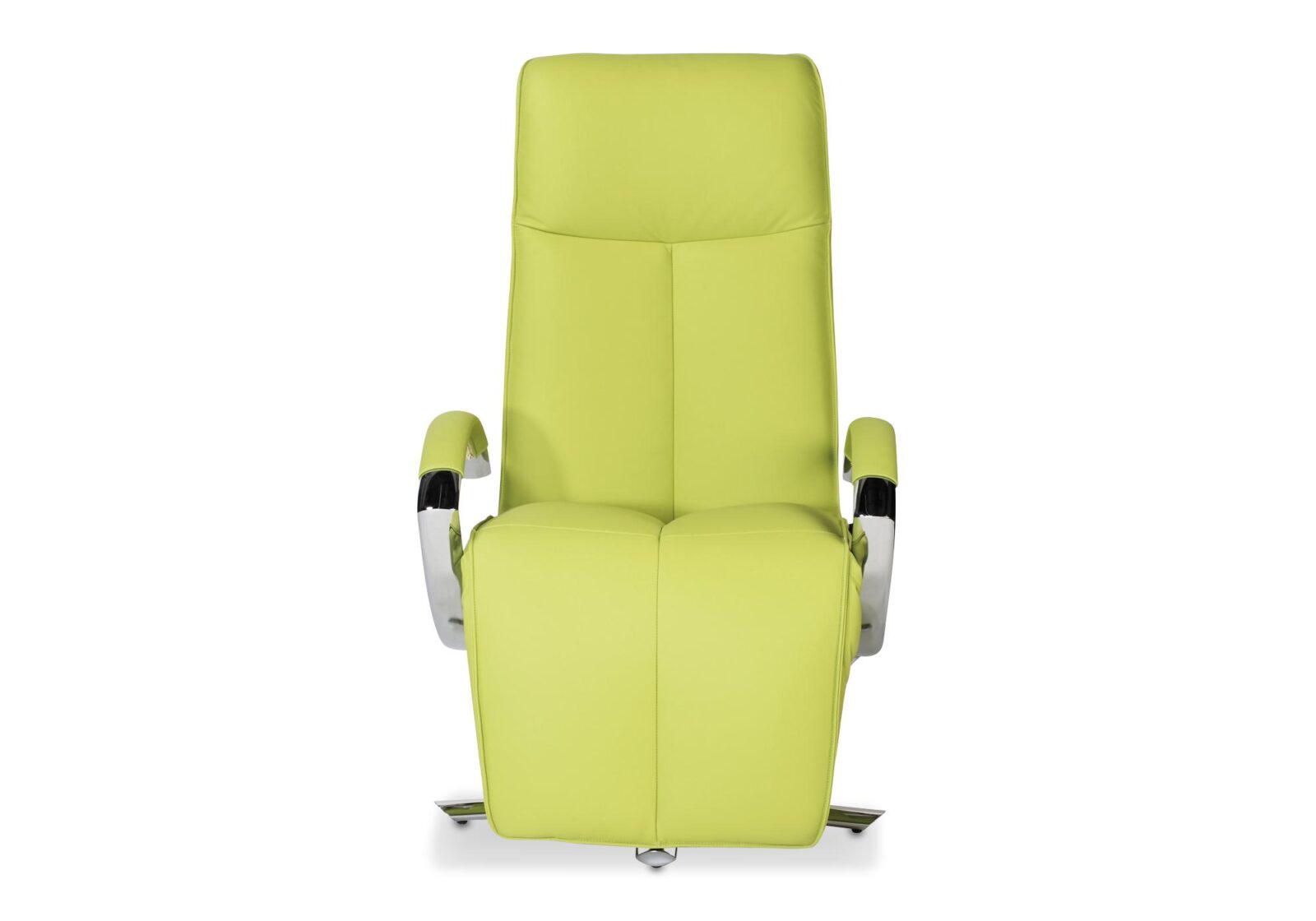 Relaxsessel Carlo Strässle mit Motoren. Bezug: Leder Ambiente. Farbe: Hellgrün. Erhältlich bei Möbel Gallati.