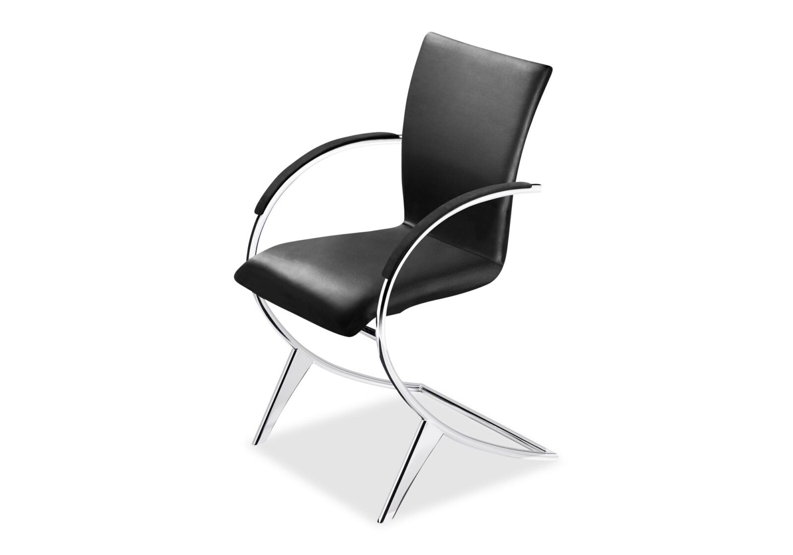 Freischwinger Stuhl Pala. Bezug: Leder. Farbe: Schwarz. Erhältlich bei Möbel Gallati.