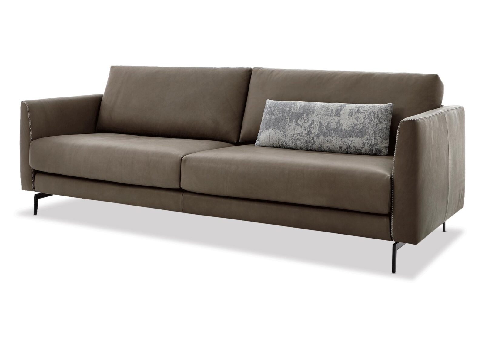 2.5er Sofa Omega  in Leder oder Stoff. Bezug: Leder. Farbe: Anthrazit. Erhältlich bei Möbel Gallati.