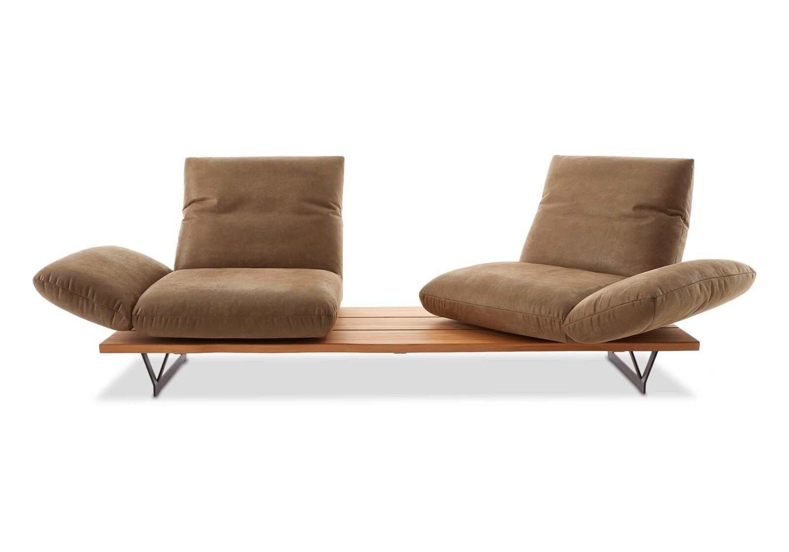 2.5er Funktionssofa Marilyn  drehbare Sitze. Bezug: Leder. Farbe: Braun. Erhältlich bei Möbel Gallati.
