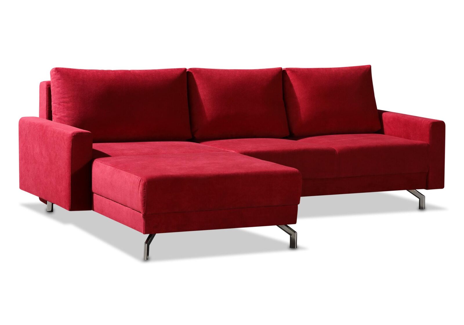 Bettsofa Clivia mit Chaiselongue. Bezug: Stoff. Farbe: Rot. Erhältlich bei Möbel Gallati.
