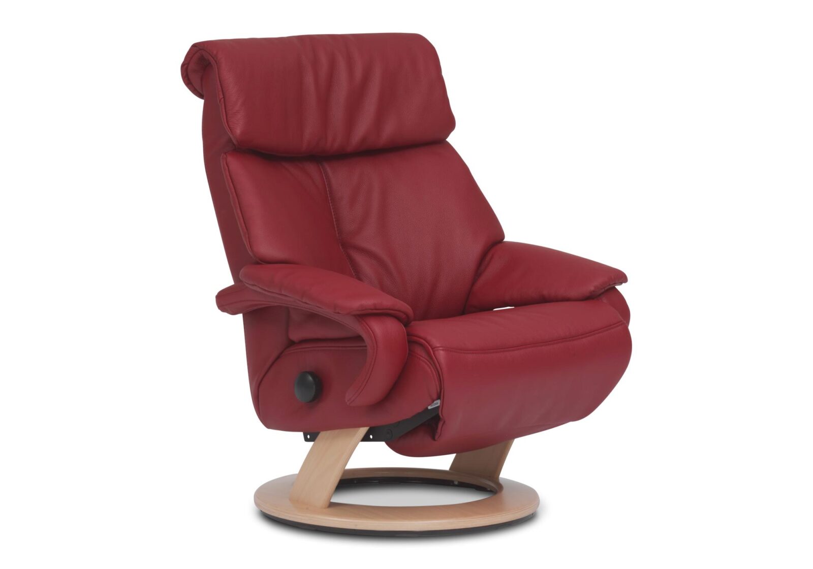 Relaxsessel Cosy  manuell verstellbar. Bezug: Leder. Farbe: Rot. Erhältlich bei Möbel Gallati.