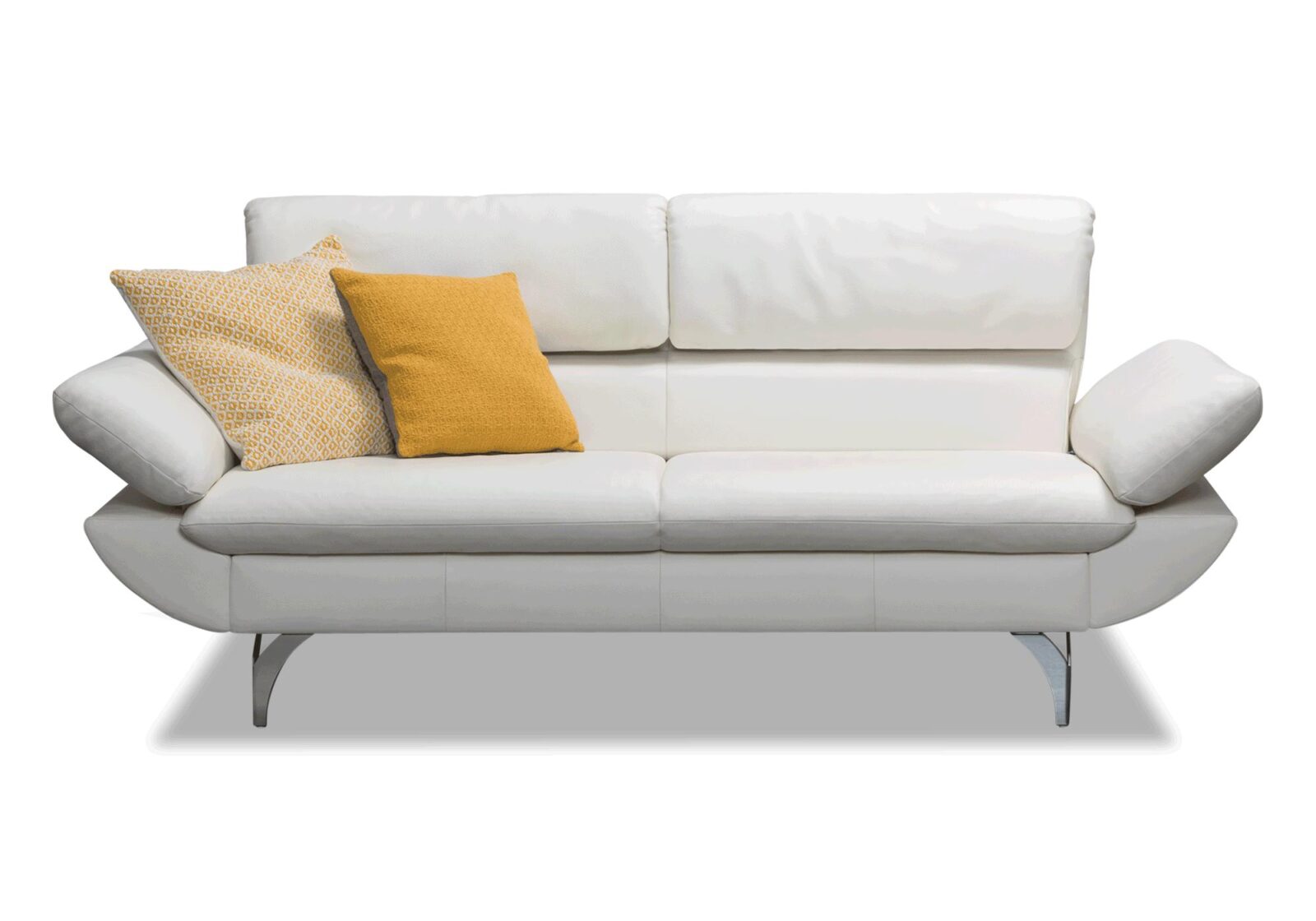 Sofa Malix  verstellbare Arm und Rückenlehnen. Bezug: Leder. Farbe: Weiss. Erhältlich bei Möbel Gallati.