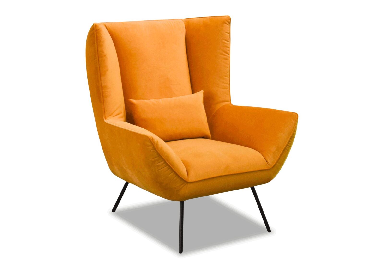Sessel Culture mit Untergestell aus Metall. Bezug: Stoff. Farbe: orange. Erhältlich bei Möbel Gallati.