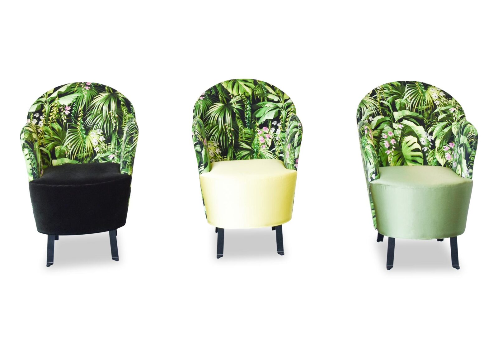 Sessel Floret mit Armlehnen. Bezug: Stoff. Farbe: Grün-Schwarz-Grün gemustert. Erhältlich bei Möbel Gallati.